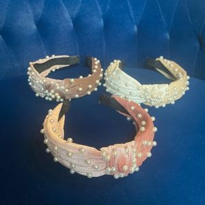 Beaded Velvet Head Bands - 3ct